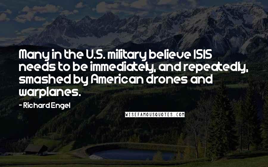 Richard Engel Quotes: Many in the U.S. military believe ISIS needs to be immediately, and repeatedly, smashed by American drones and warplanes.