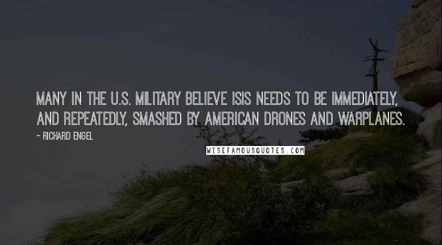 Richard Engel Quotes: Many in the U.S. military believe ISIS needs to be immediately, and repeatedly, smashed by American drones and warplanes.