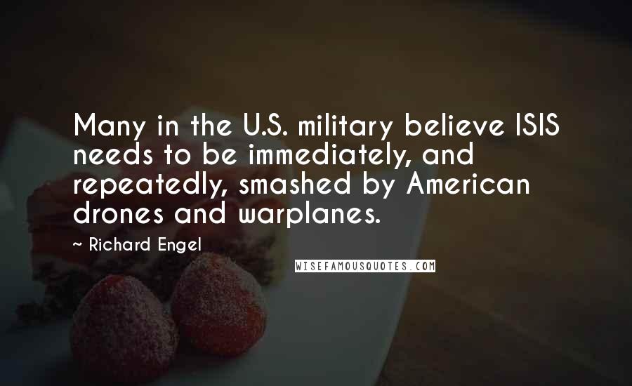 Richard Engel Quotes: Many in the U.S. military believe ISIS needs to be immediately, and repeatedly, smashed by American drones and warplanes.