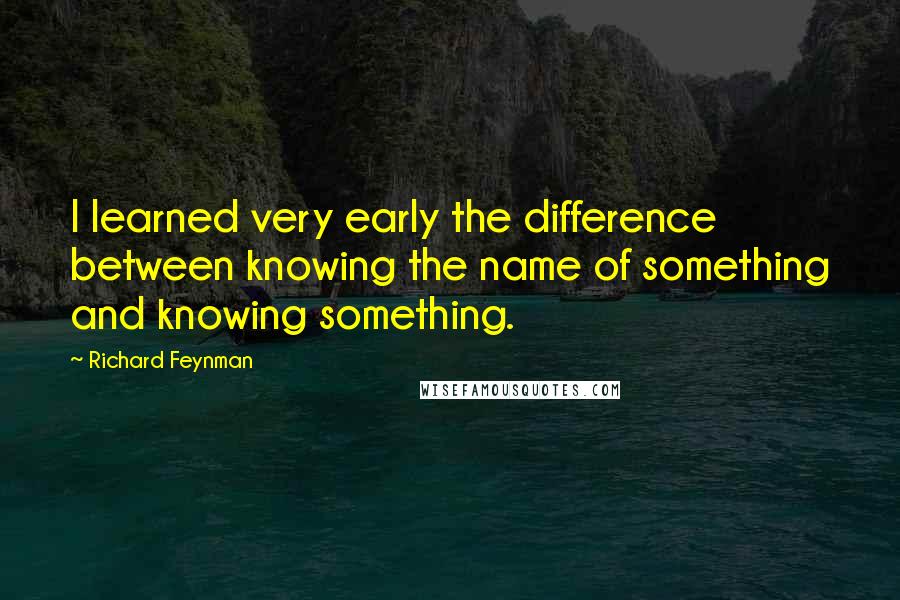 Richard Feynman Quotes: I learned very early the difference between knowing the name of something and knowing something.