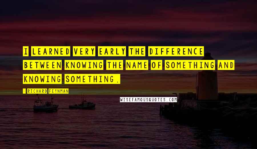 Richard Feynman Quotes: I learned very early the difference between knowing the name of something and knowing something.