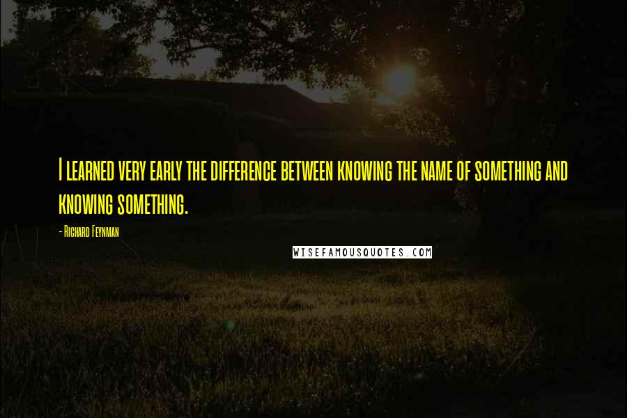 Richard Feynman Quotes: I learned very early the difference between knowing the name of something and knowing something.