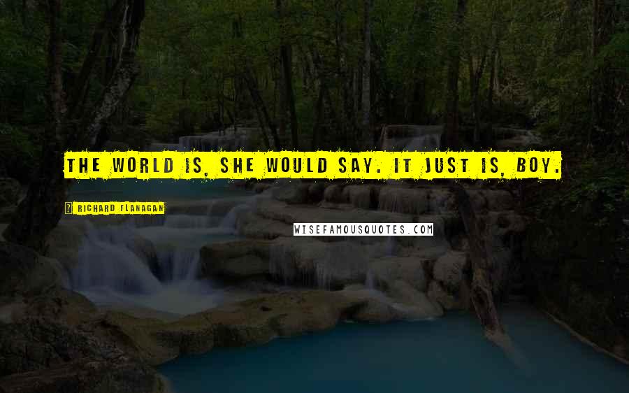 Richard Flanagan Quotes: The world is, she would say. It just is, boy.