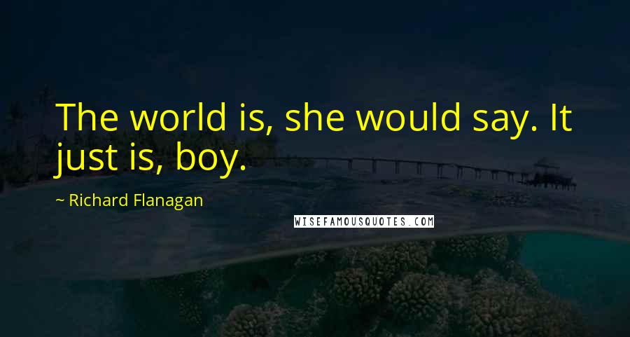 Richard Flanagan Quotes: The world is, she would say. It just is, boy.