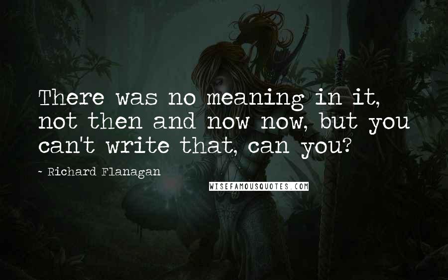 Richard Flanagan Quotes: There was no meaning in it, not then and now now, but you can't write that, can you?