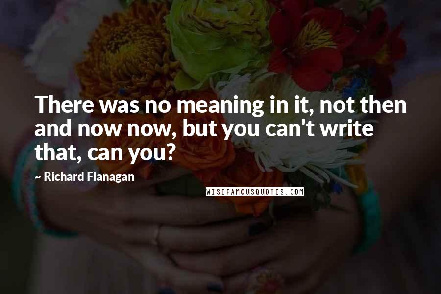 Richard Flanagan Quotes: There was no meaning in it, not then and now now, but you can't write that, can you?