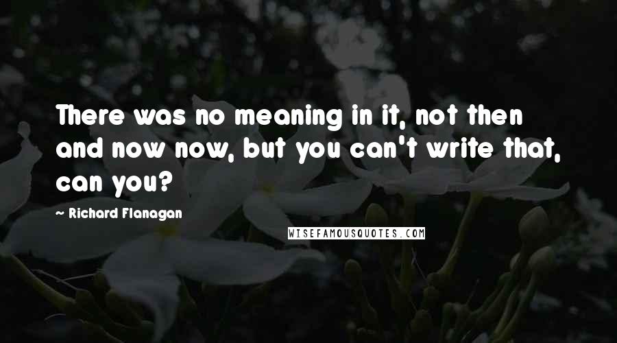 Richard Flanagan Quotes: There was no meaning in it, not then and now now, but you can't write that, can you?