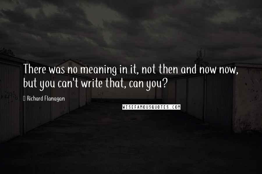 Richard Flanagan Quotes: There was no meaning in it, not then and now now, but you can't write that, can you?