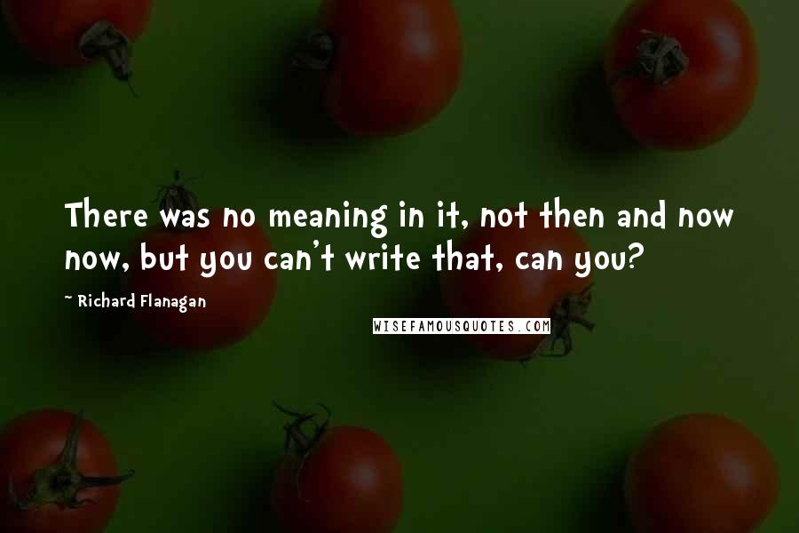 Richard Flanagan Quotes: There was no meaning in it, not then and now now, but you can't write that, can you?