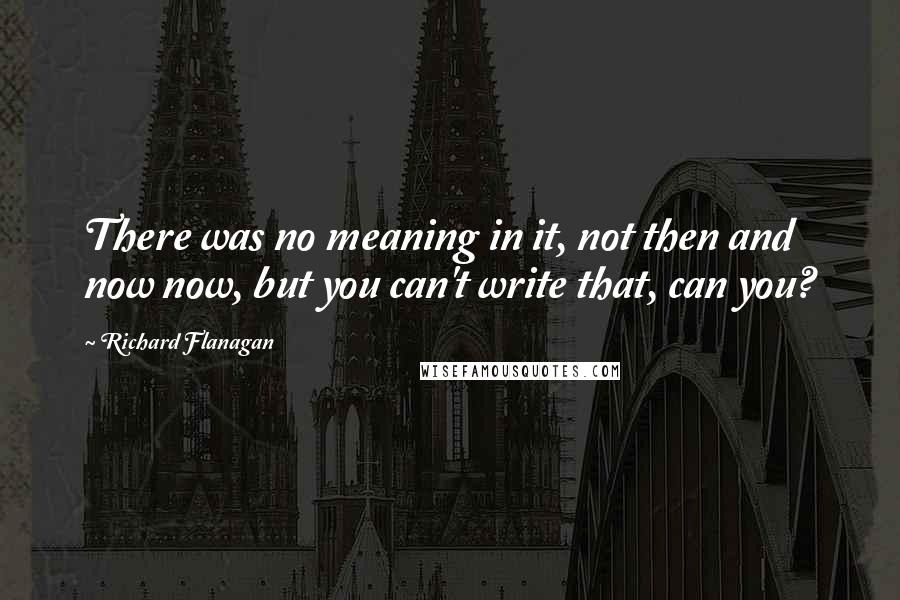 Richard Flanagan Quotes: There was no meaning in it, not then and now now, but you can't write that, can you?