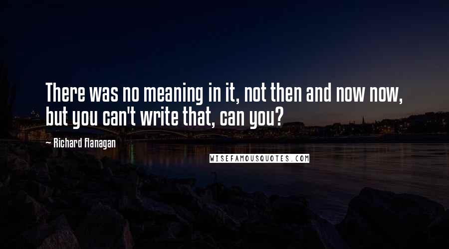 Richard Flanagan Quotes: There was no meaning in it, not then and now now, but you can't write that, can you?