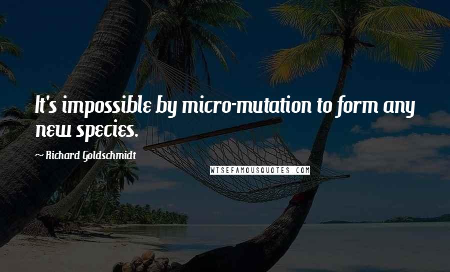 Richard Goldschmidt Quotes: It's impossible by micro-mutation to form any new species.