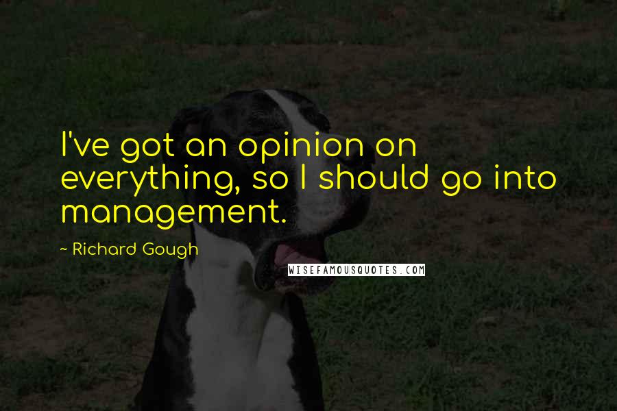 Richard Gough Quotes: I've got an opinion on everything, so I should go into management.