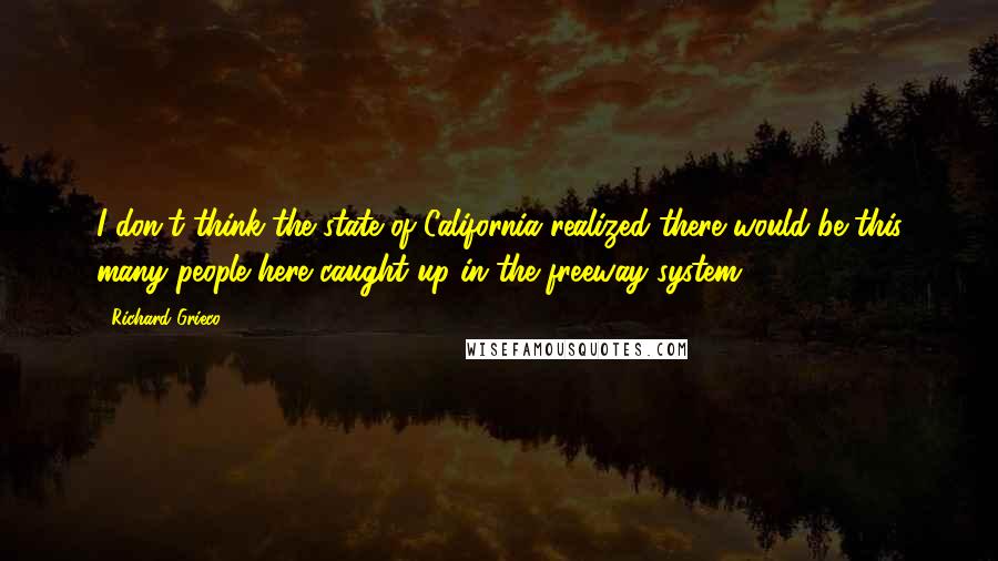 Richard Grieco Quotes: I don't think the state of California realized there would be this many people here caught up in the freeway system.
