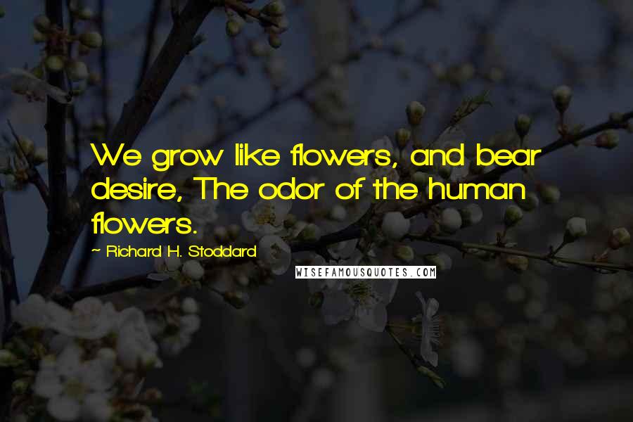 Richard H. Stoddard Quotes: We grow like flowers, and bear desire, The odor of the human flowers.