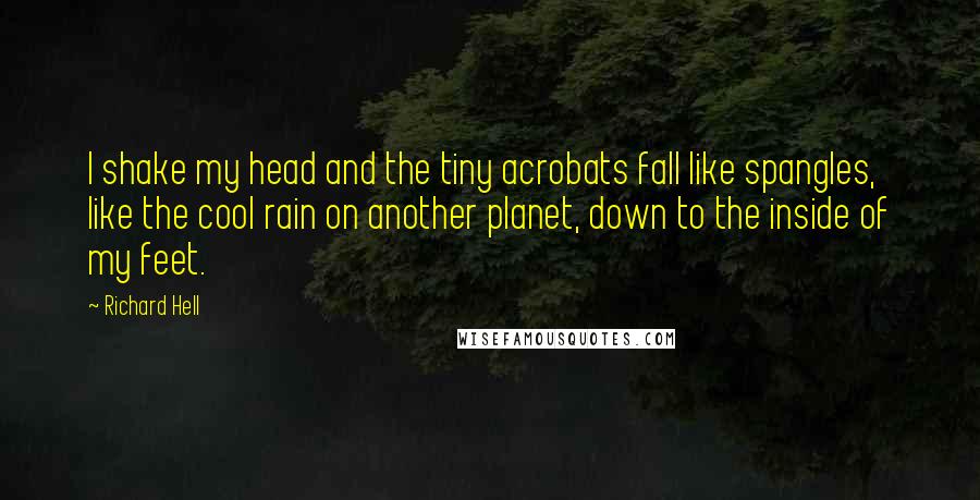 Richard Hell Quotes: I shake my head and the tiny acrobats fall like spangles, like the cool rain on another planet, down to the inside of my feet.