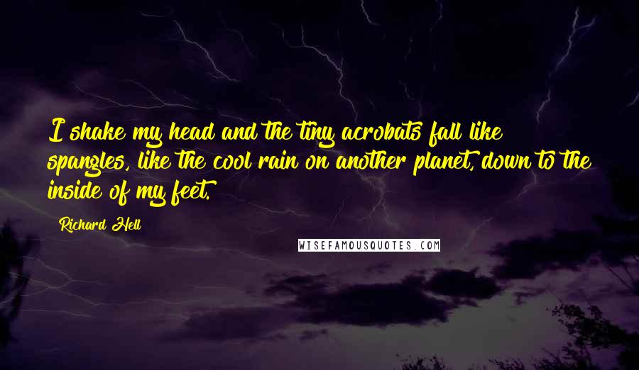 Richard Hell Quotes: I shake my head and the tiny acrobats fall like spangles, like the cool rain on another planet, down to the inside of my feet.