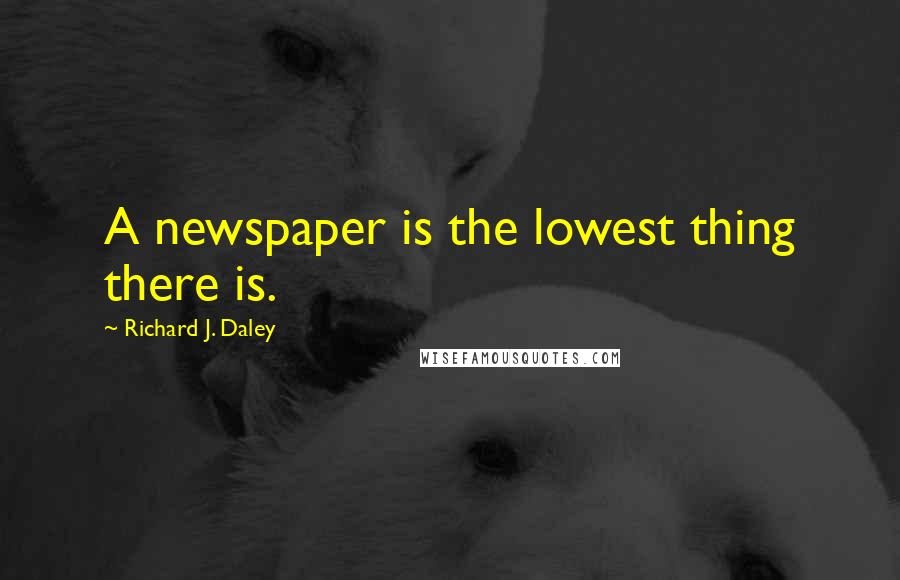 Richard J. Daley Quotes: A newspaper is the lowest thing there is.