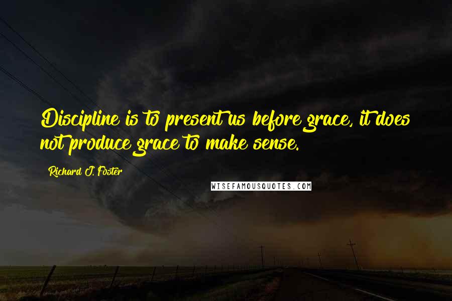 Richard J. Foster Quotes: Discipline is to present us before grace, it does not produce grace to make sense.