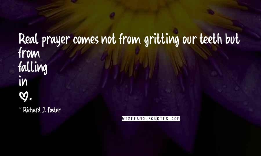 Richard J. Foster Quotes: Real prayer comes not from gritting our teeth but from falling in love.