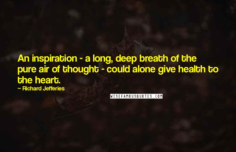 Richard Jefferies Quotes: An inspiration - a long, deep breath of the pure air of thought - could alone give health to the heart.