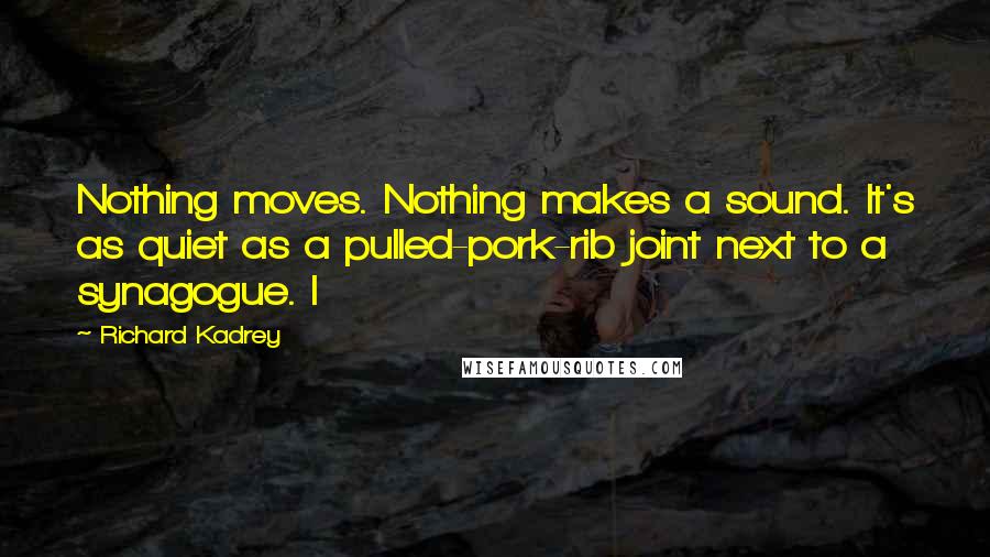 Richard Kadrey Quotes: Nothing moves. Nothing makes a sound. It's as quiet as a pulled-pork-rib joint next to a synagogue. I