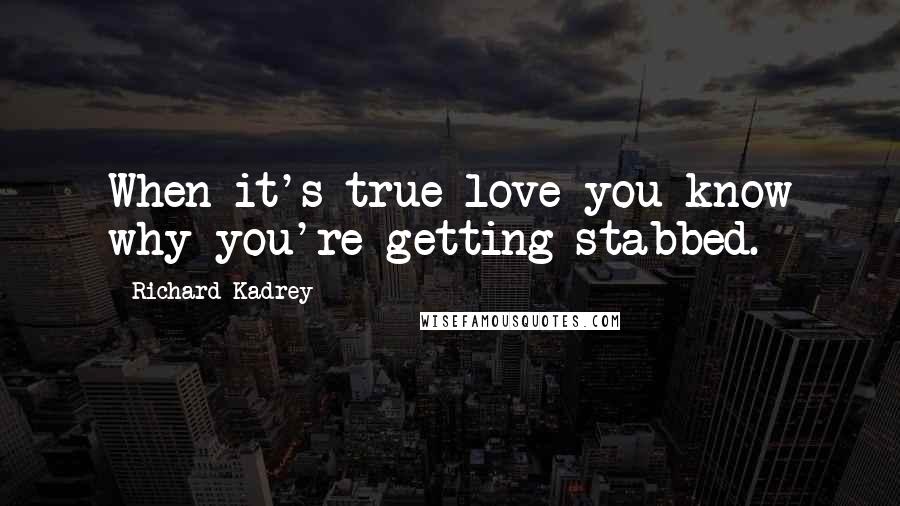 Richard Kadrey Quotes: When it's true love you know why you're getting stabbed.