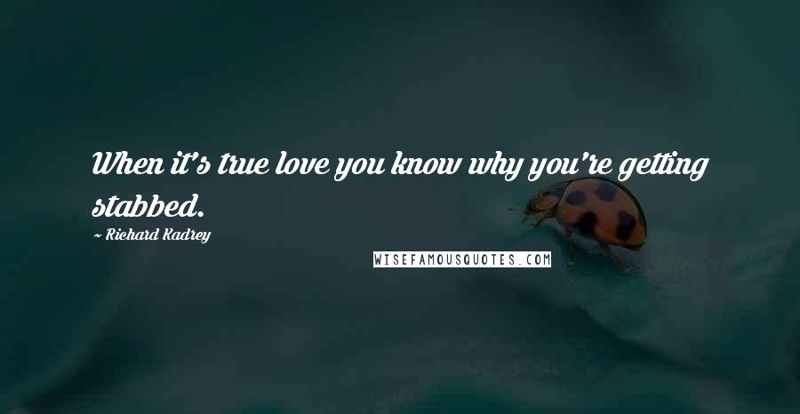 Richard Kadrey Quotes: When it's true love you know why you're getting stabbed.