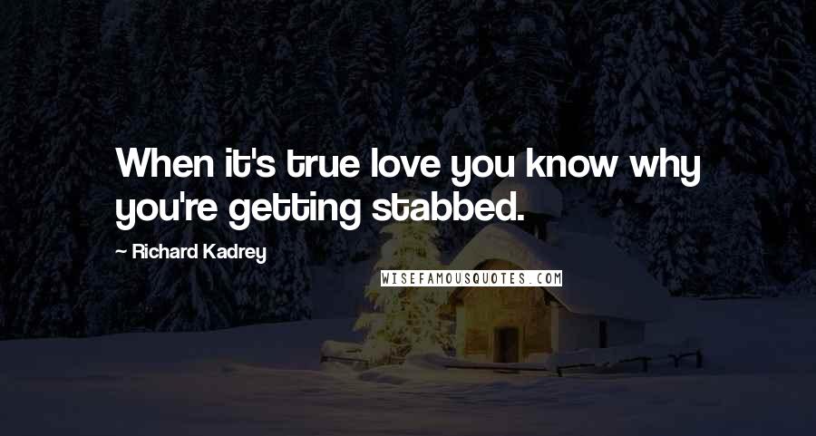 Richard Kadrey Quotes: When it's true love you know why you're getting stabbed.