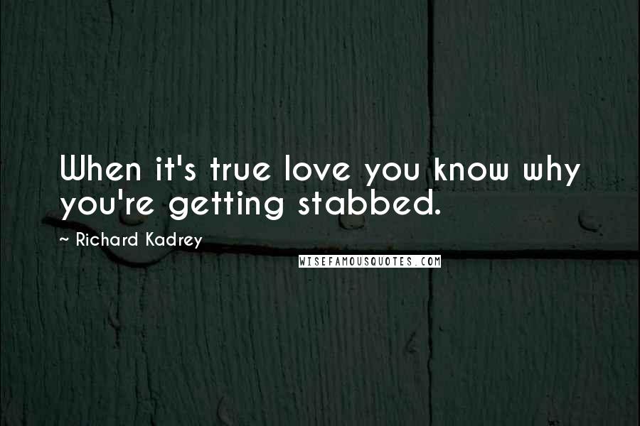 Richard Kadrey Quotes: When it's true love you know why you're getting stabbed.