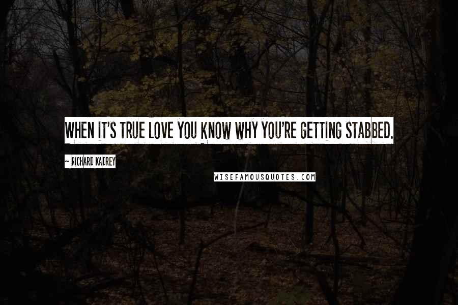 Richard Kadrey Quotes: When it's true love you know why you're getting stabbed.