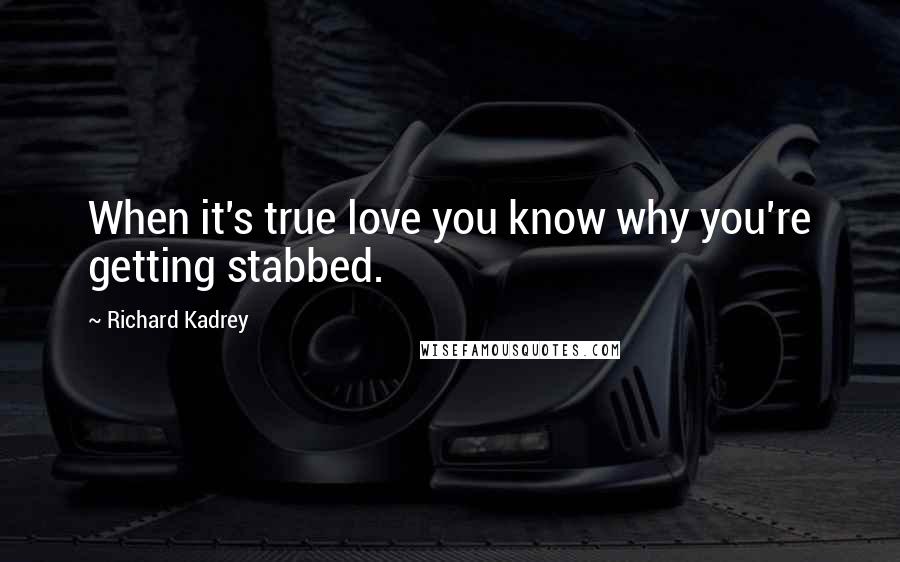 Richard Kadrey Quotes: When it's true love you know why you're getting stabbed.