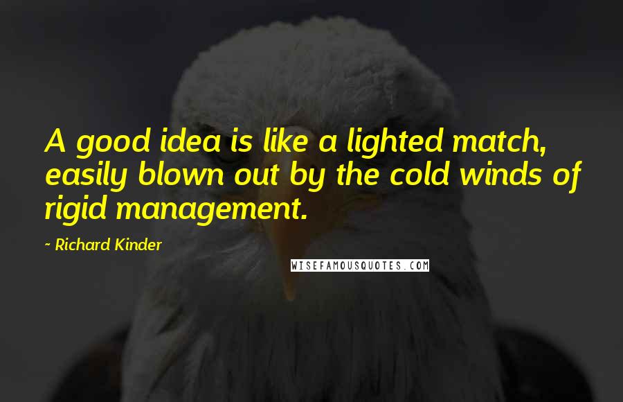 Richard Kinder Quotes: A good idea is like a lighted match, easily blown out by the cold winds of rigid management.