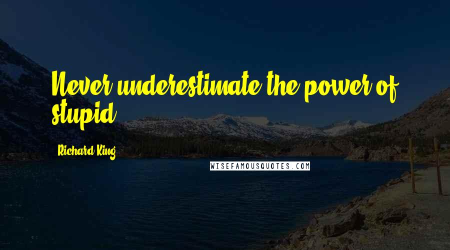 Richard King Quotes: Never underestimate the power of stupid
