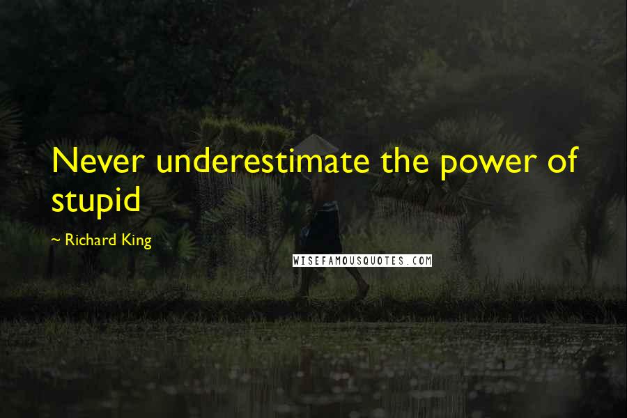 Richard King Quotes: Never underestimate the power of stupid