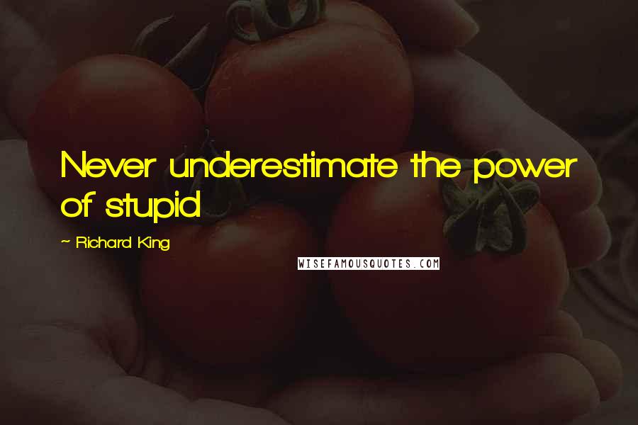 Richard King Quotes: Never underestimate the power of stupid