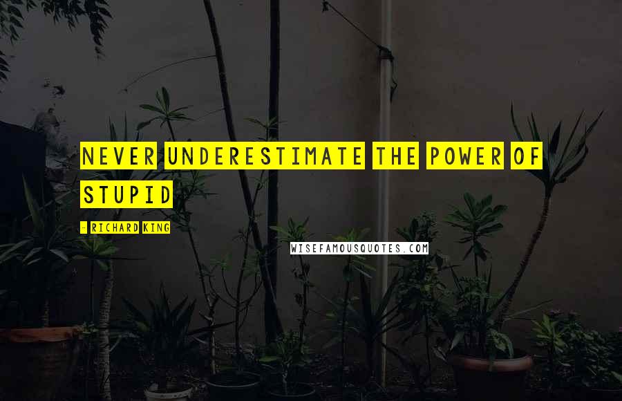 Richard King Quotes: Never underestimate the power of stupid