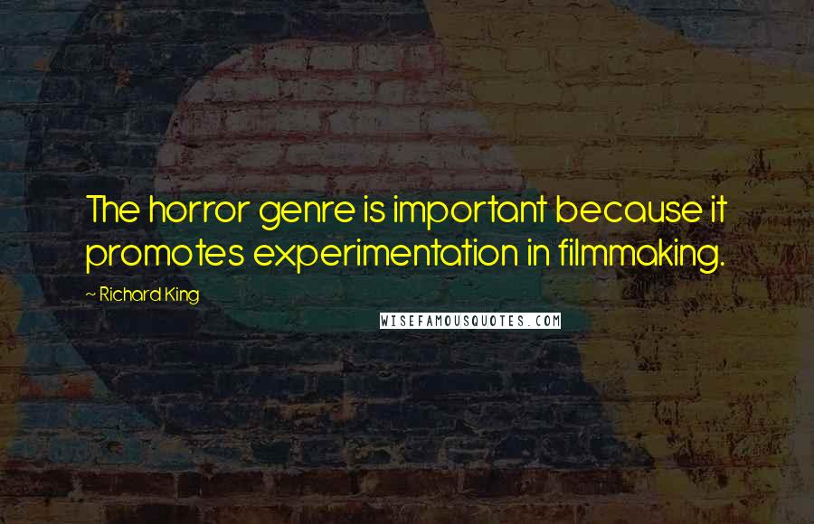 Richard King Quotes: The horror genre is important because it promotes experimentation in filmmaking.