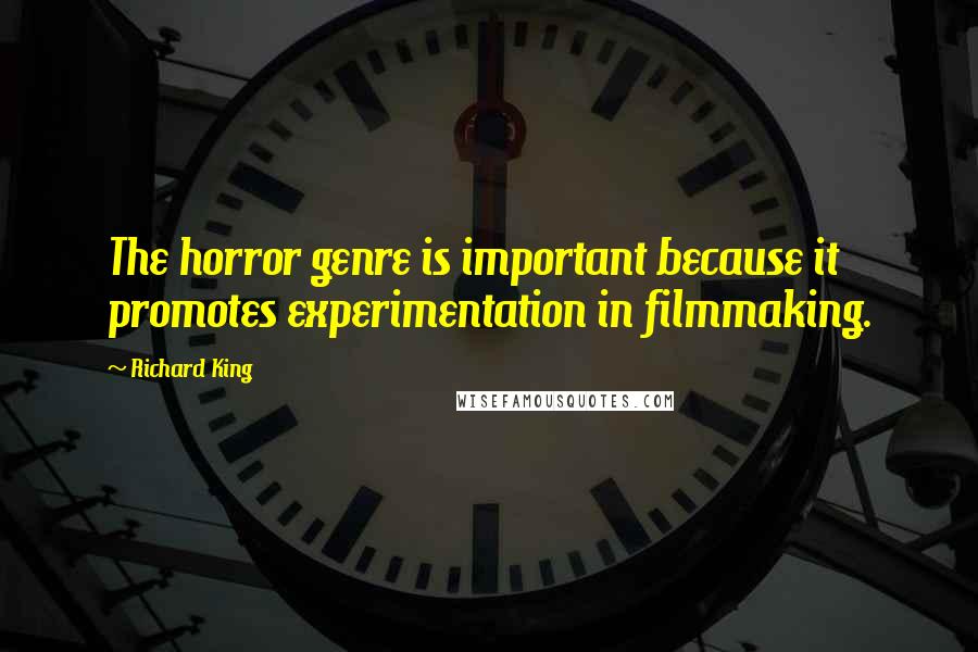Richard King Quotes: The horror genre is important because it promotes experimentation in filmmaking.