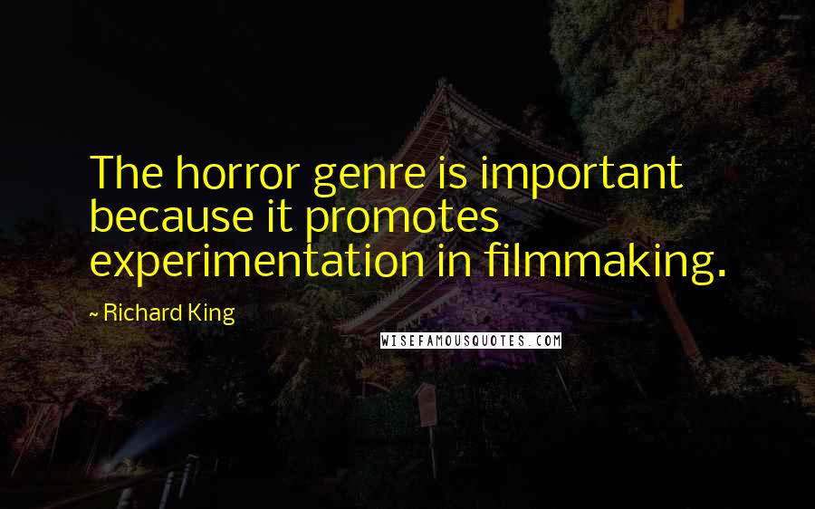 Richard King Quotes: The horror genre is important because it promotes experimentation in filmmaking.