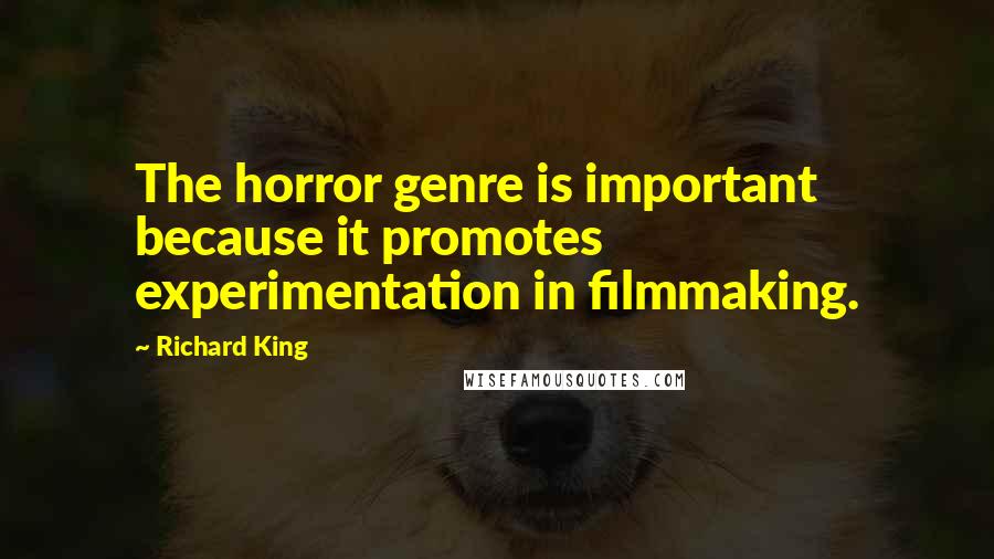 Richard King Quotes: The horror genre is important because it promotes experimentation in filmmaking.