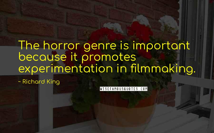 Richard King Quotes: The horror genre is important because it promotes experimentation in filmmaking.