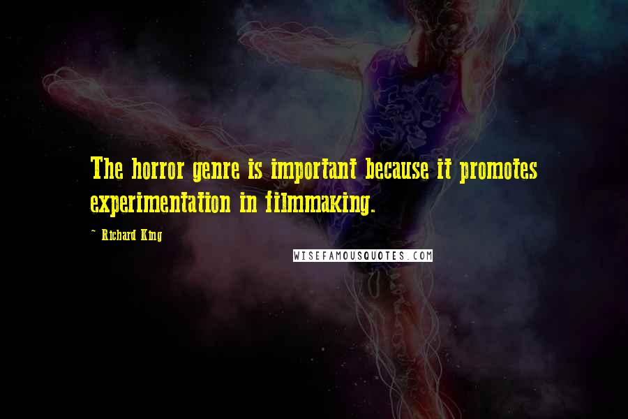 Richard King Quotes: The horror genre is important because it promotes experimentation in filmmaking.