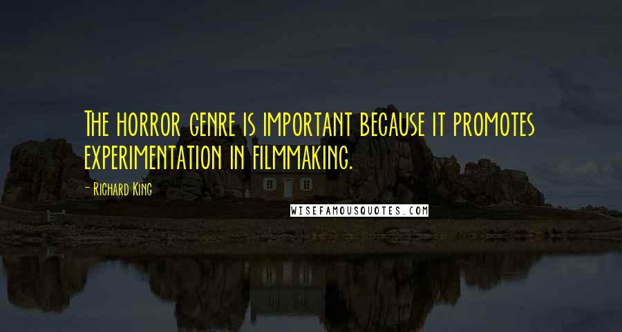 Richard King Quotes: The horror genre is important because it promotes experimentation in filmmaking.