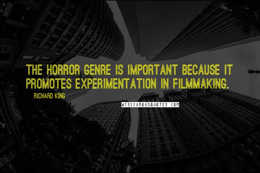 Richard King Quotes: The horror genre is important because it promotes experimentation in filmmaking.