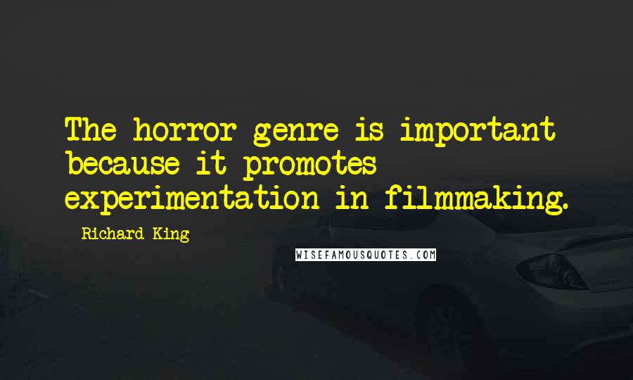 Richard King Quotes: The horror genre is important because it promotes experimentation in filmmaking.
