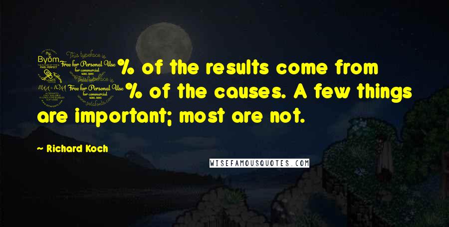 Richard Koch Quotes: 80% of the results come from 20% of the causes. A few things are important; most are not.