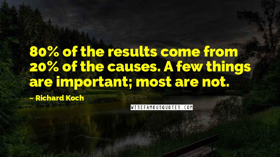 Richard Koch Quotes: 80% of the results come from 20% of the causes. A few things are important; most are not.