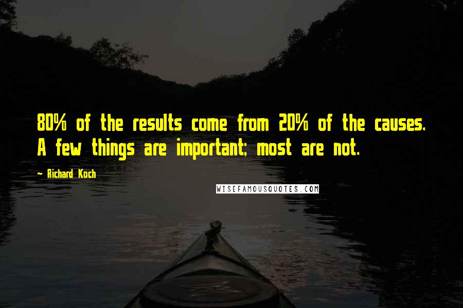 Richard Koch Quotes: 80% of the results come from 20% of the causes. A few things are important; most are not.