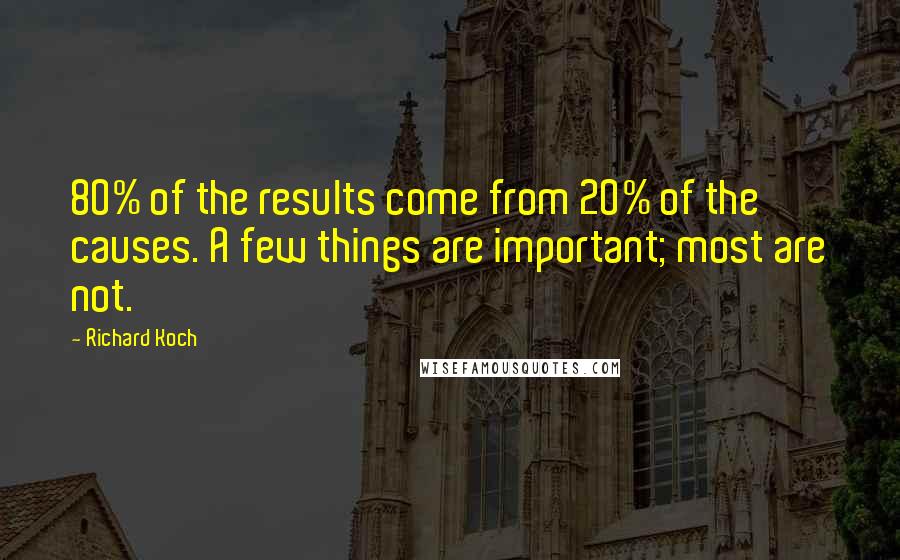 Richard Koch Quotes: 80% of the results come from 20% of the causes. A few things are important; most are not.